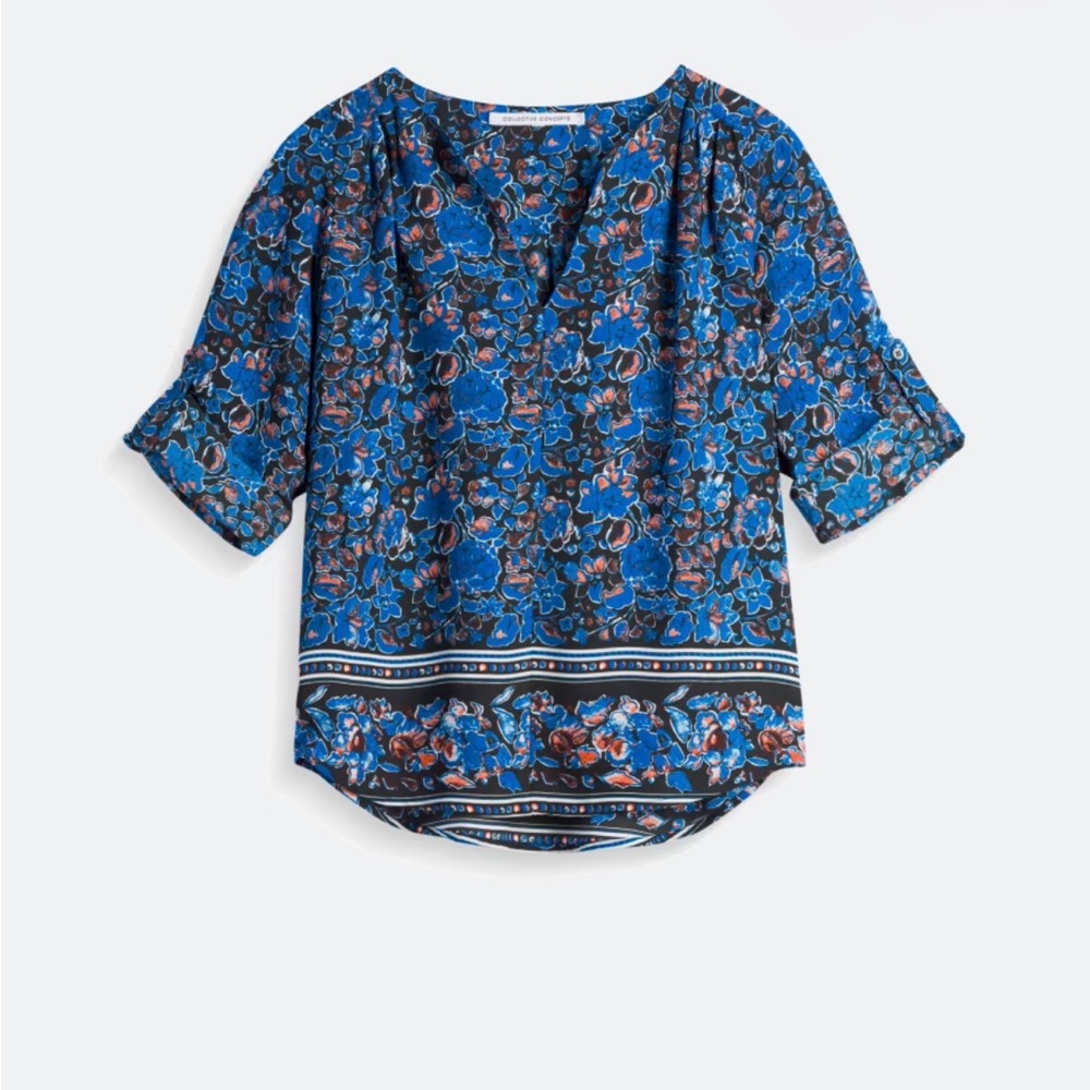 Collective Concepts Blue Floral Blouse